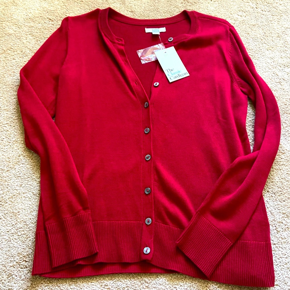 Croft & Barrow Red Cotton Button Long Sleeve Cardigan